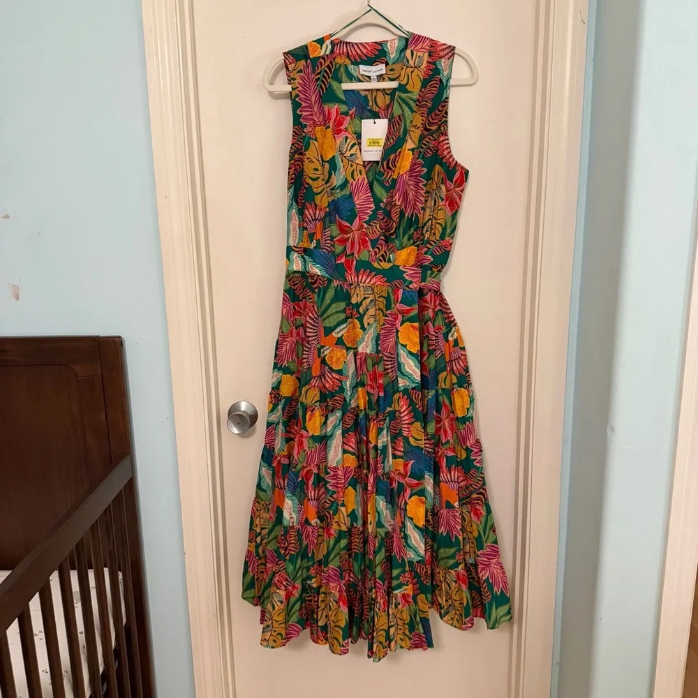 Gibson Latimer Tropical Printed Tiered Dress - Picture 2 of 5